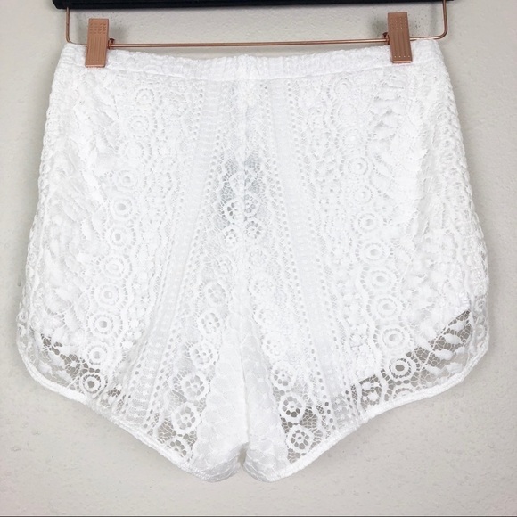 Express White High Waist Crochet Shorts Pull On - Picture 3 of 6